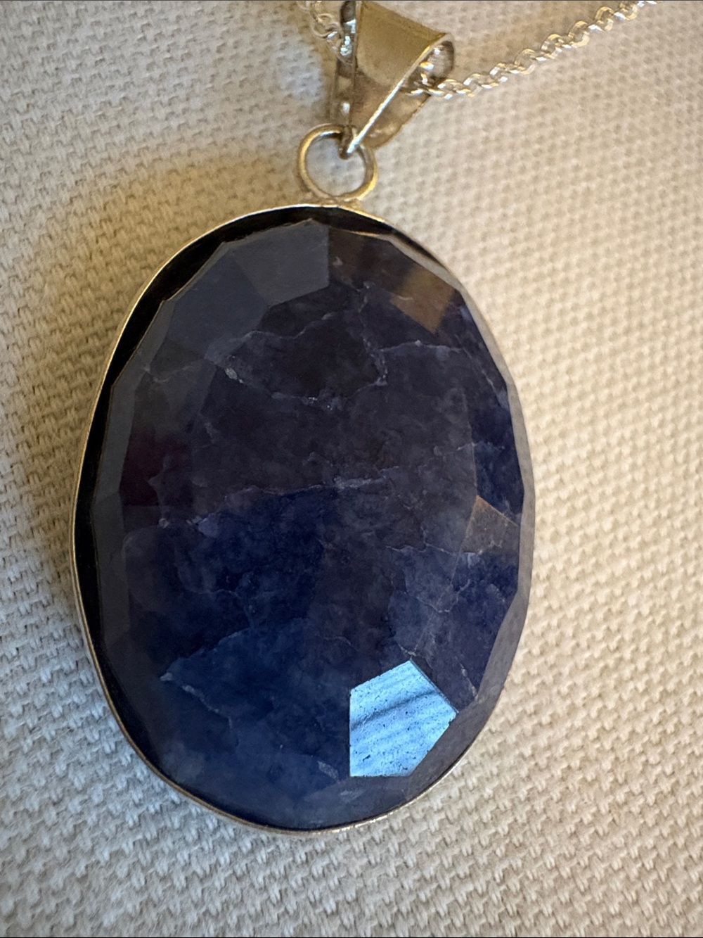 Lapis Lazuli Faceted Stone Pendant Necklace - Picture 2 of 4